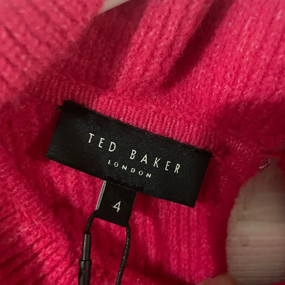 NWT Ted Baker London Pippalee Frill Detail Bright Pink Sweater